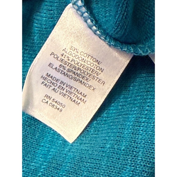 2X Jones New York Sport Woman Teal Blue Cowl Neck 3/4 Sleeve Stretch Top - Picture 5 of 6